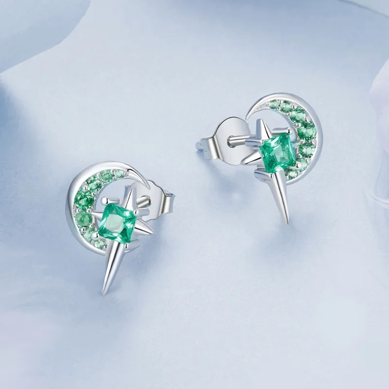 (image for) PANDORA Style Star And Moon Earrings - BSE972 - View 3