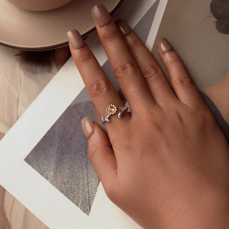 (image for) PANDORA Style Sunflower Open Ring - BSR549-E - View 4