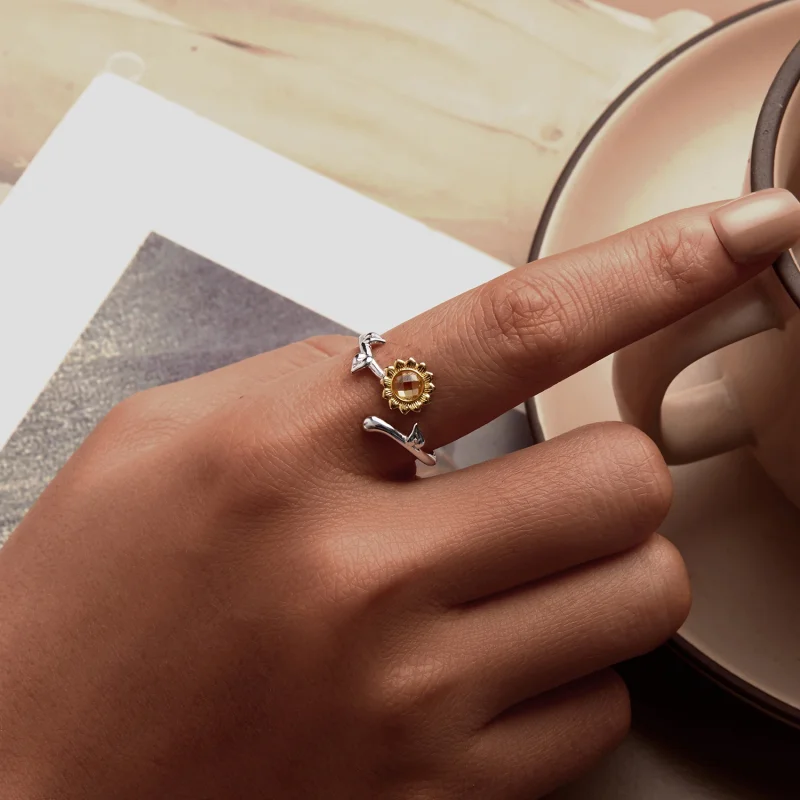 (image for) PANDORA Style Sunflower Open Ring - BSR549-E - View 5