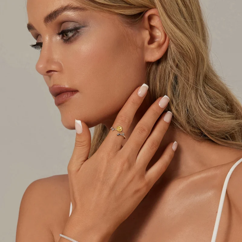 (image for) PANDORA Style Sunflower Open Ring - BSR549-E - View 7