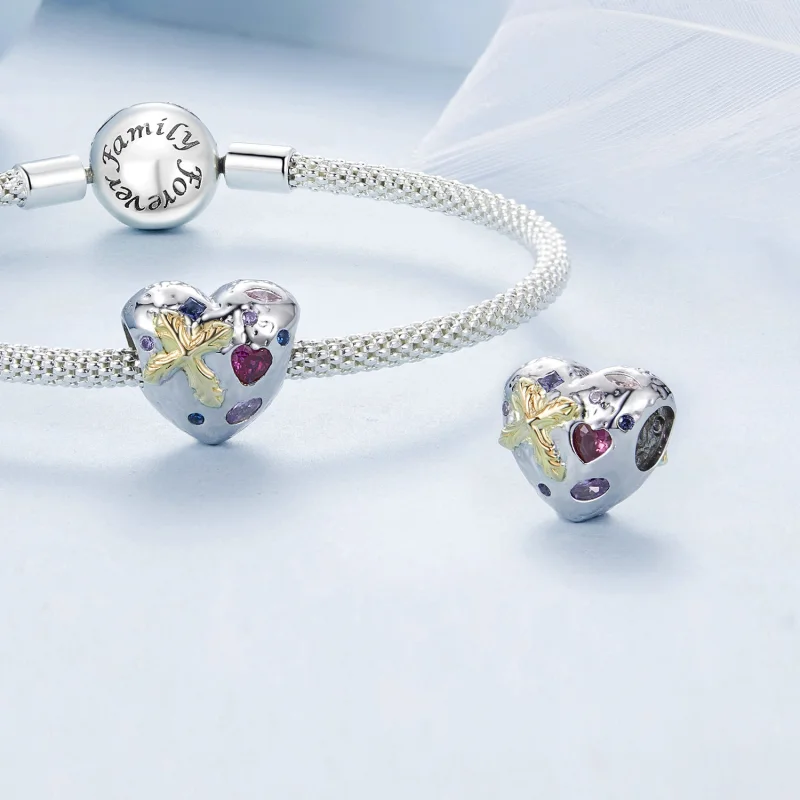(image for) PANDORA Style Vintage Cross Heart Charm - BSC1006 - View 4