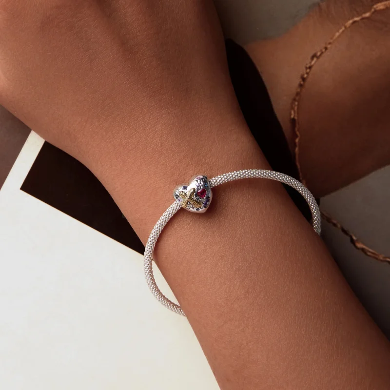 (image for) PANDORA Style Vintage Cross Heart Charm - BSC1006 - View 6