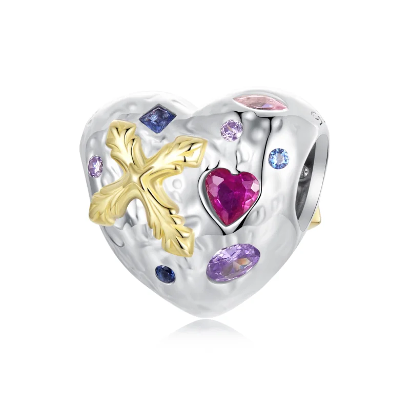 (image for) PANDORA Style Vintage Cross Heart Charm - BSC1006 - Product Image