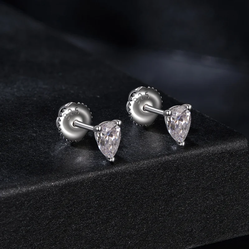 (image for) PANDORA Style Water Drop Moissanite Earrings (Two Certificates) - MSE049 - View 2