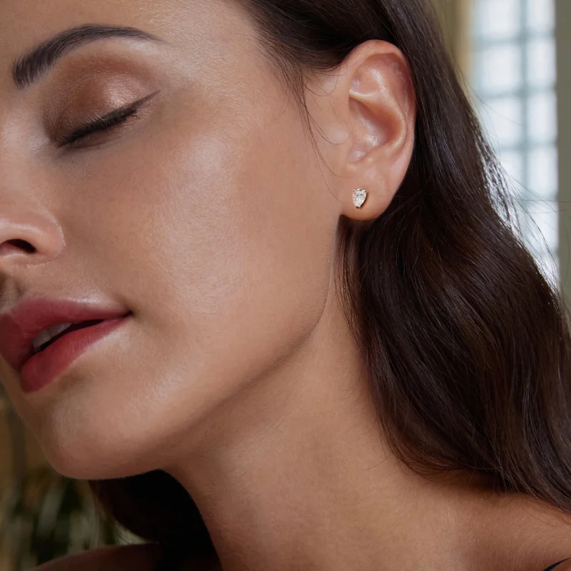 (image for) PANDORA Style Water Drop Moissanite Earrings (Two Certificates) - MSE049 - View 7