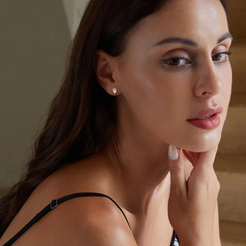 (image for) PANDORA Style Water Drop Moissanite Earrings (Two Certificates) - MSE049 - View 8