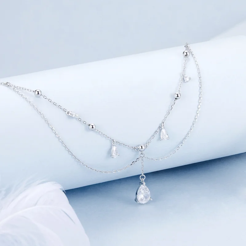 (image for) PANDORA Style Water Drop Tassel Necklace - BSN383 - View 2