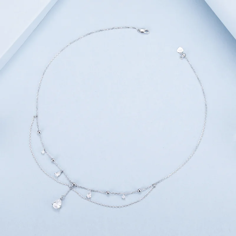 (image for) PANDORA Style Water Drop Tassel Necklace - BSN383 - View 3