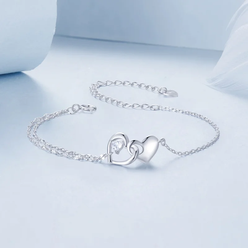 (image for) PANDORA Style Double Heart Bracelet - BSB178 - View 3
