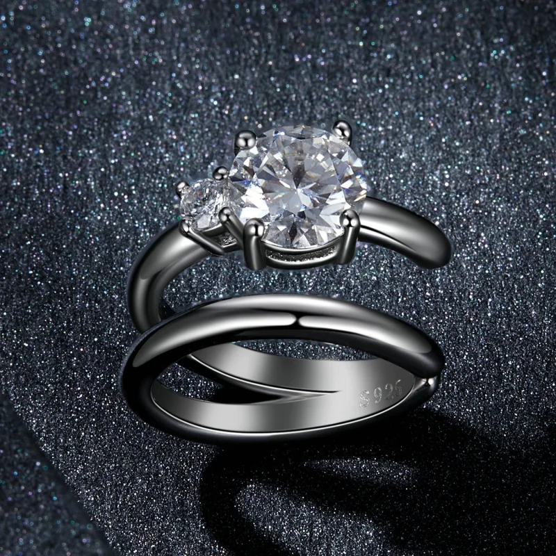 (image for) PANDORA Style Double Moissanite Ear Cuff (with one certificate) - MSE058 - View 2