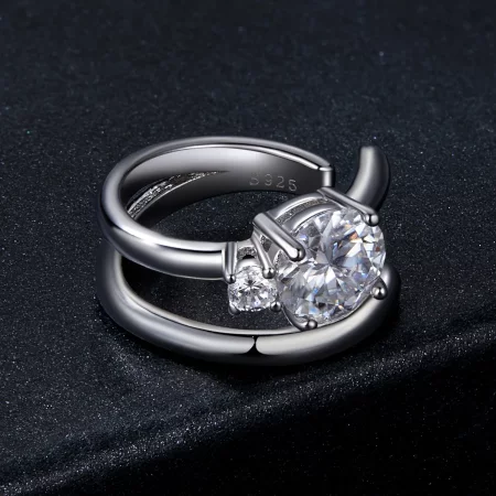 PANDORA Style Double Moissanite Ear Cuff (with one certificate) - MSE058