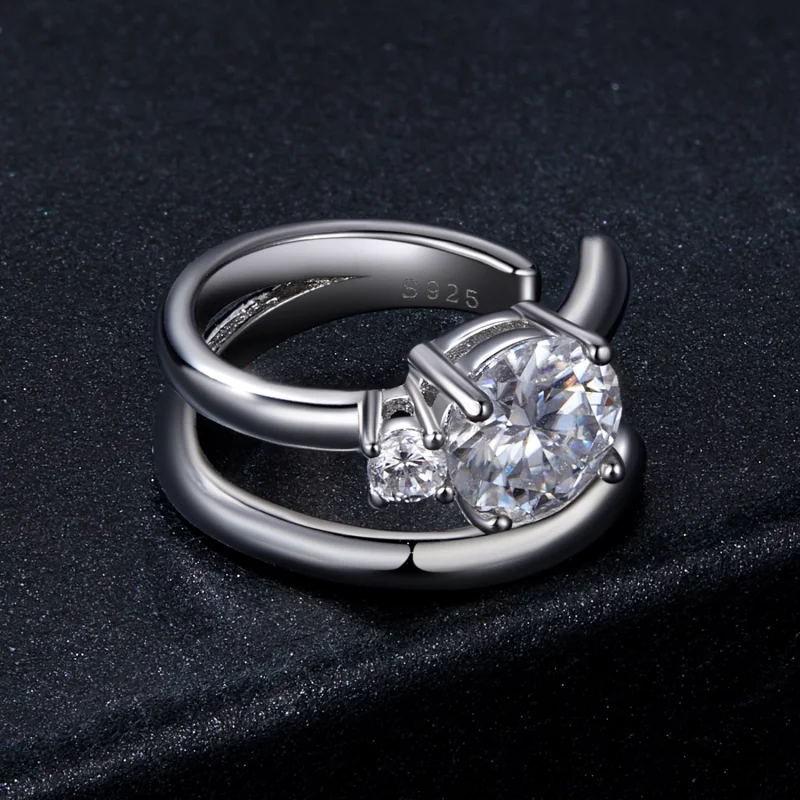 (image for) PANDORA Style Double Moissanite Ear Cuff (with one certificate) - MSE058 - View 3