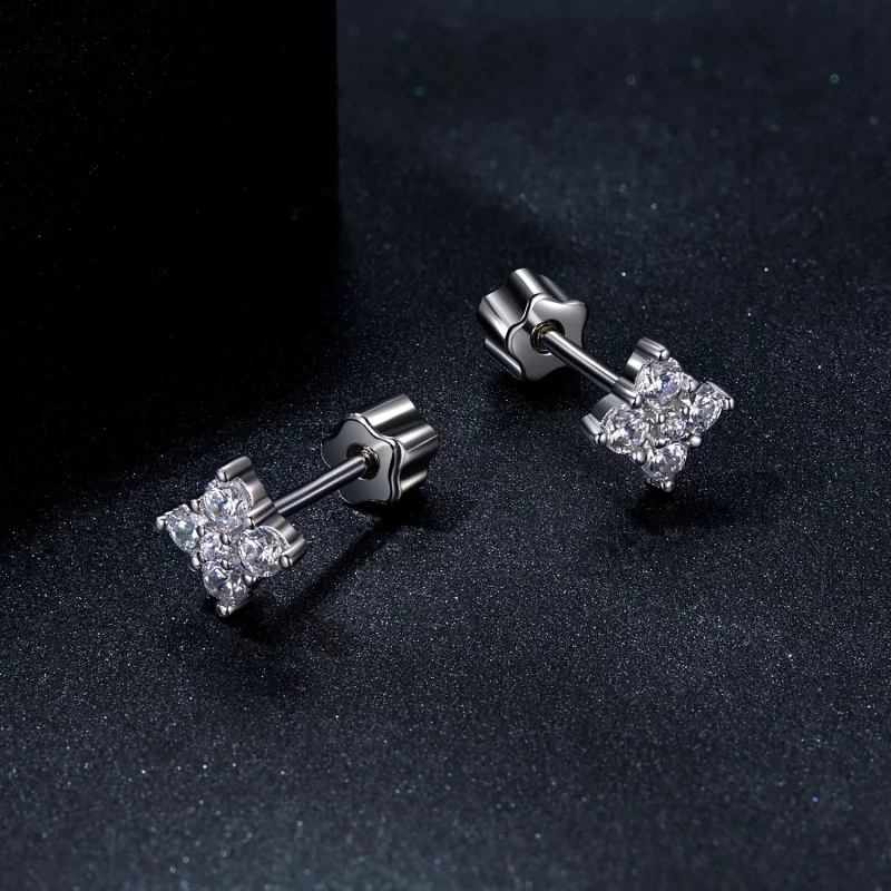 (image for) PANDORA Style Four-leaf clover moissanite earrings (with one certificate) - MSE0 - View 3