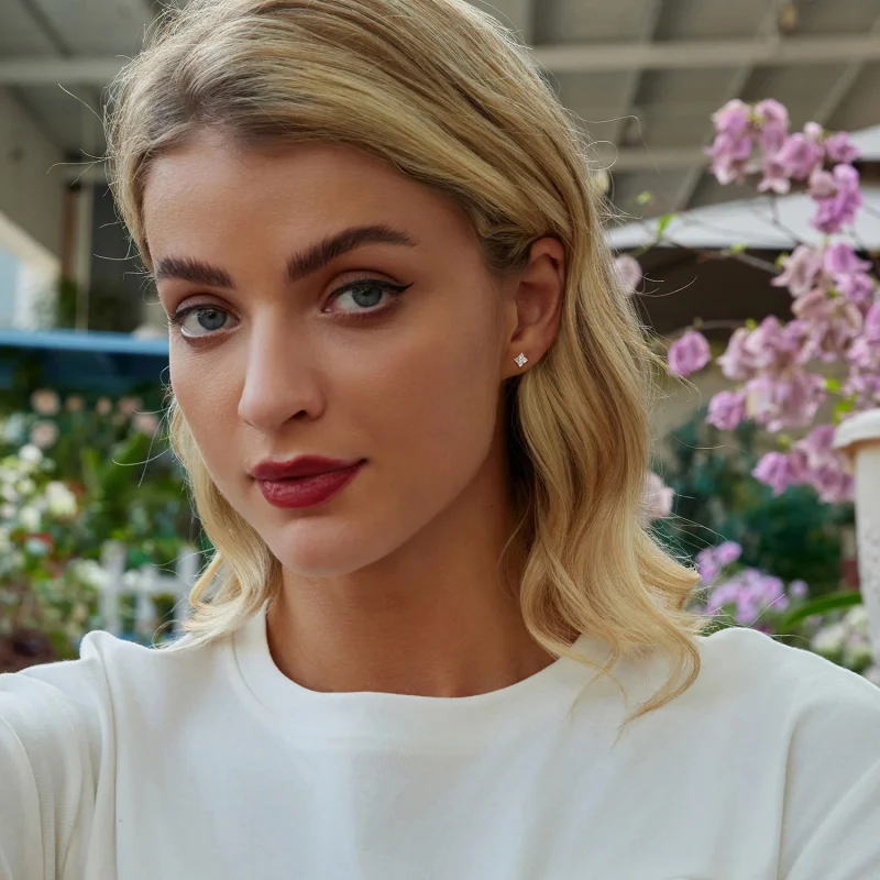 (image for) PANDORA Style Four-leaf clover moissanite earrings (with one certificate) - MSE0 - View 8