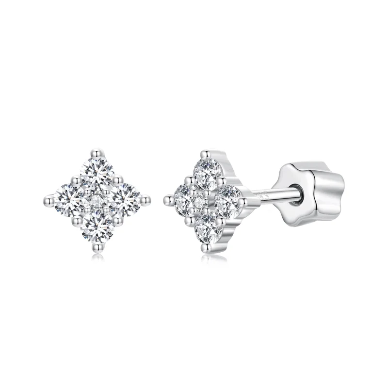 (image for) PANDORA Style Four-leaf clover moissanite earrings (with one certificate) - MSE056 - Product Image