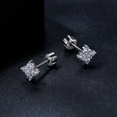 PANDORA Style Four-leaf clover moissanite earrings (with one certificate) - MSE056