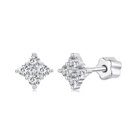 PANDORA Style Four-leaf clover moissanite earrings (with one certificate) - MSE056 PANDORA Style Four-leaf clover moissanite earrings (with one certificate) - MSE056