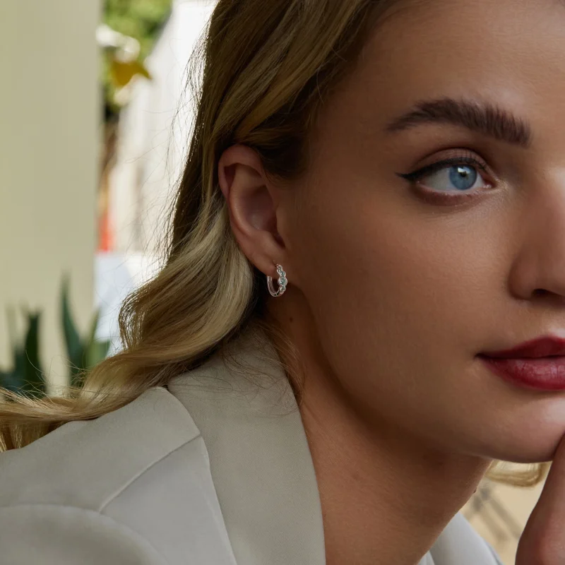 (image for) PANDORA Style Green Wave Earrings - BSE1034 - View 7