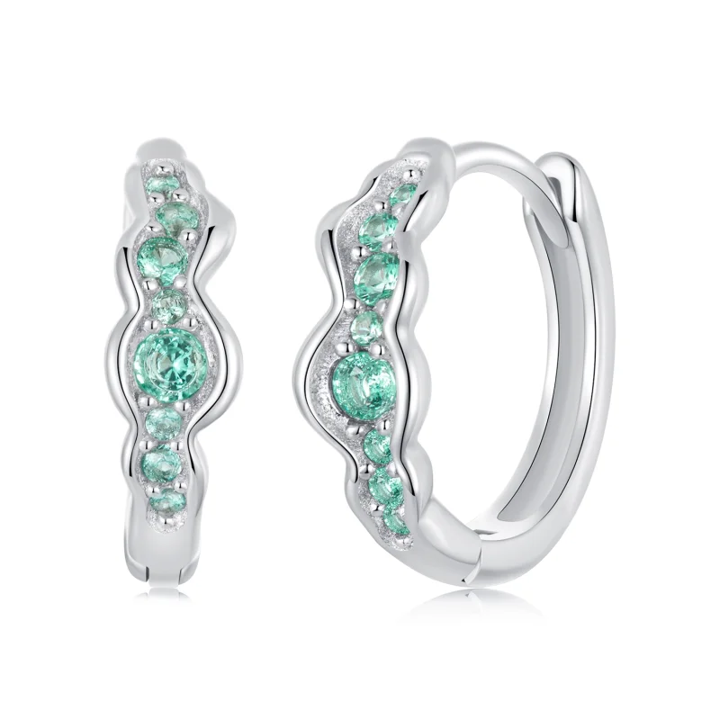 (image for) PANDORA Style Green Wave Earrings - BSE1034 - Product Image