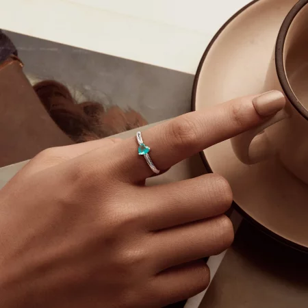 PANDORA Style Heart diamond pattern ring - BSR563