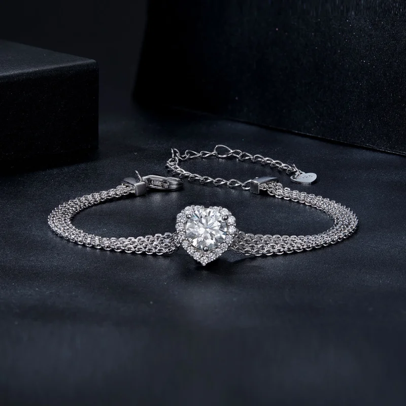 (image for) PANDORA Style Heart Moissanite Braided Bracelet (with one certificate) - MSB019 - View 3