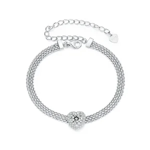 (image for) PANDORA Style Heart Moissanite Braided Bracelet (with one certificate) - MSB019
