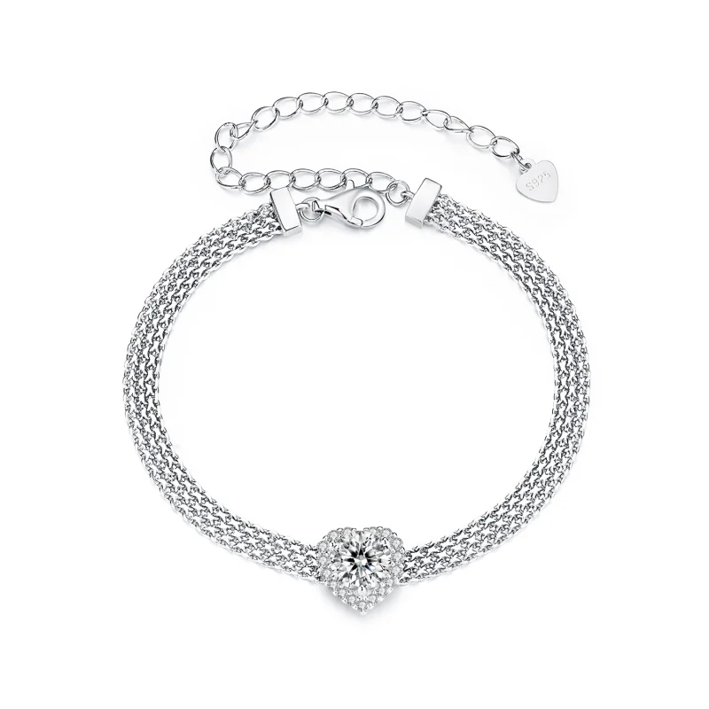 (image for) PANDORA Style Heart Moissanite Braided Bracelet (with one certificate) - MSB019 - Product Image