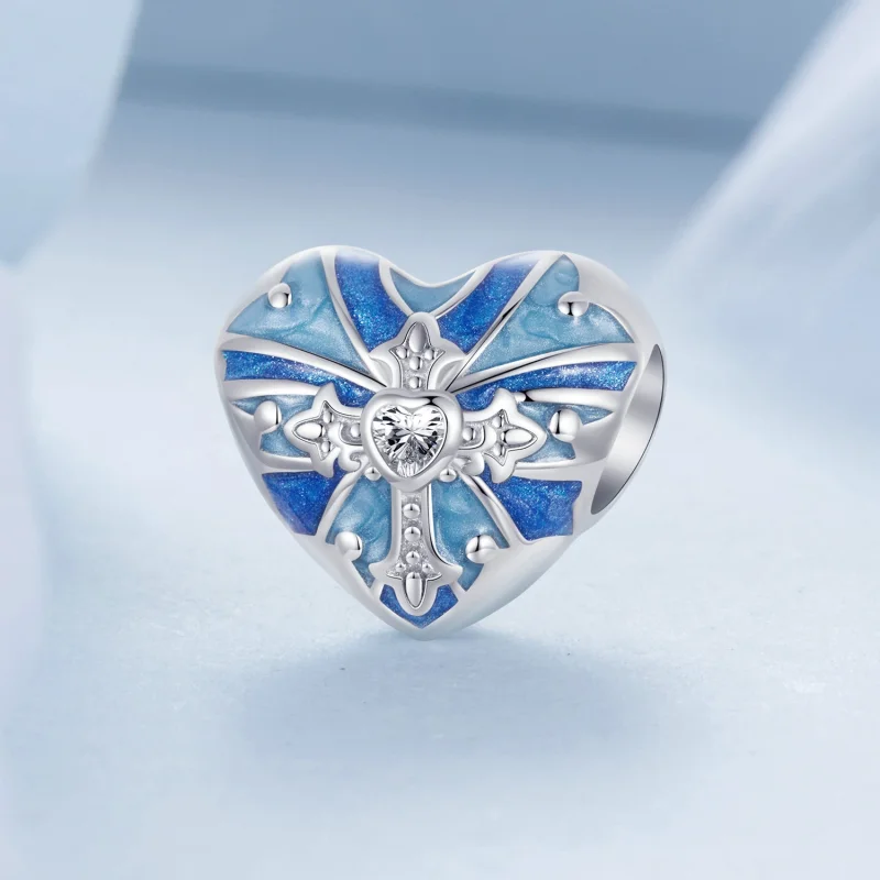 (image for) PANDORA Style Heart shaped cross charm - BSC1024 - View 2