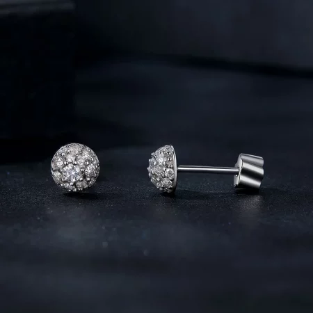 PANDORA Style Hemisphere Moissanite Earrings (with one certificate) - MSE057
