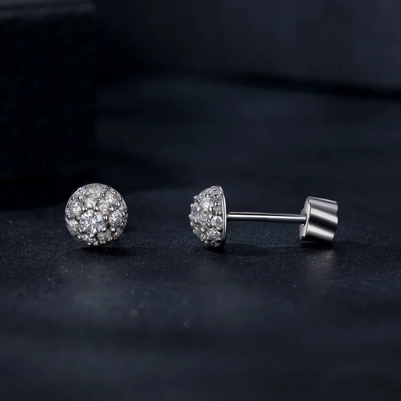 (image for) PANDORA Style Hemisphere Moissanite Earrings (with one certificate) - MSE057 - View 4