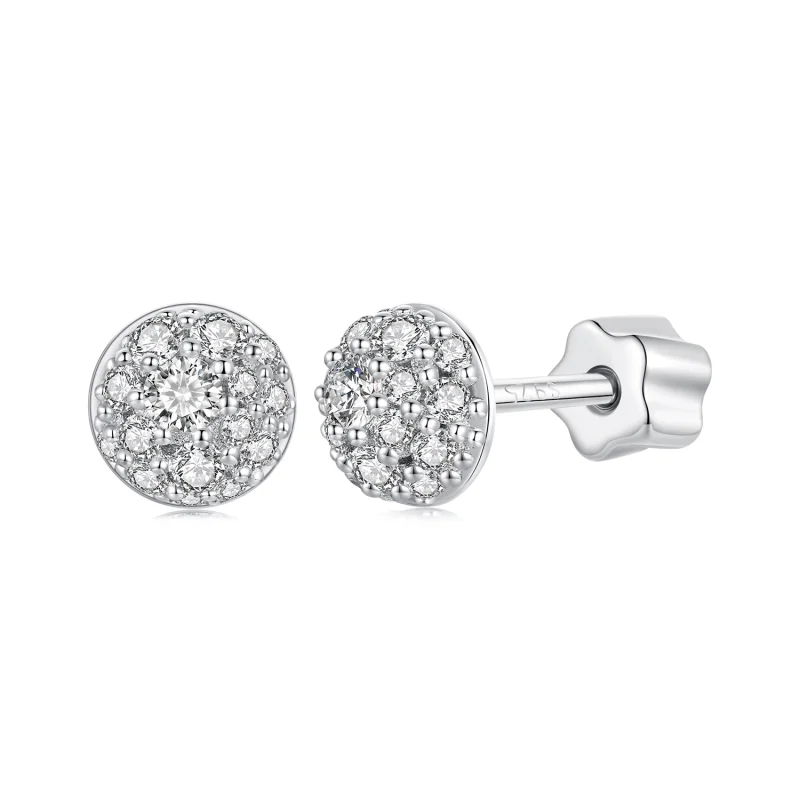 (image for) PANDORA Style Hemisphere Moissanite Earrings (with one certificate) - MSE057 - Product Image