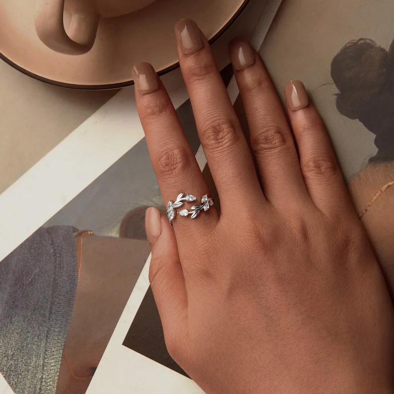 (image for) PANDORA Style Leaf Wrap Open Ring - BSR552-E - View 4