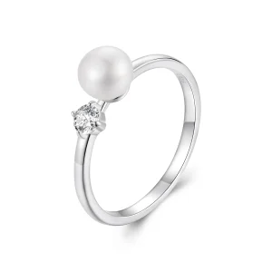 (image for) PANDORA Style Natural pearl moissanite ring (with one certificate) - MSR053