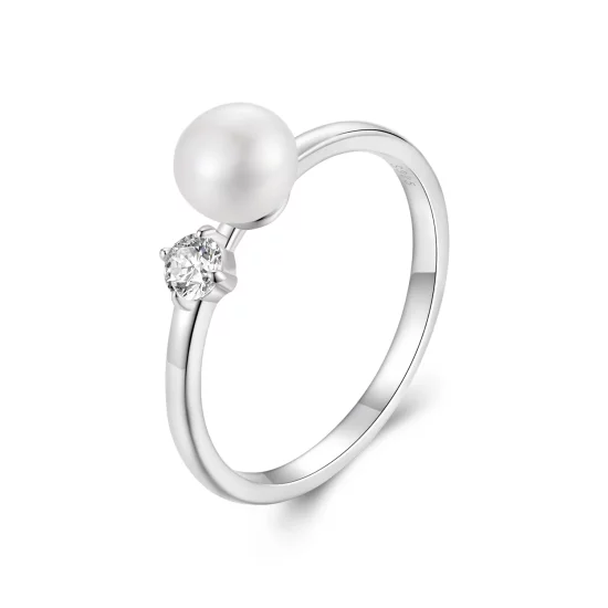 PANDORA Style Natural pearl moissanite ring (with one certificate) - MSR053