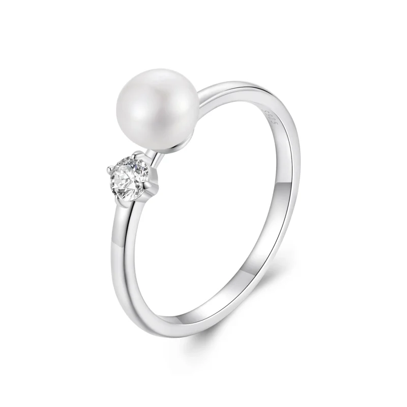 (image for) PANDORA Style Natural pearl moissanite ring (with one certificate) - MSR053 - Product Image
