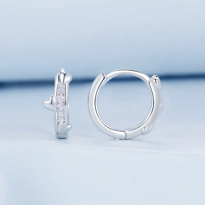 (image for) PANDORA Style Pink Heart Earrings - BSE1018 - View 2