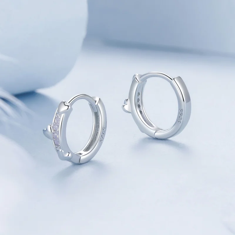 (image for) PANDORA Style Pink Heart Earrings - BSE1018 - View 3