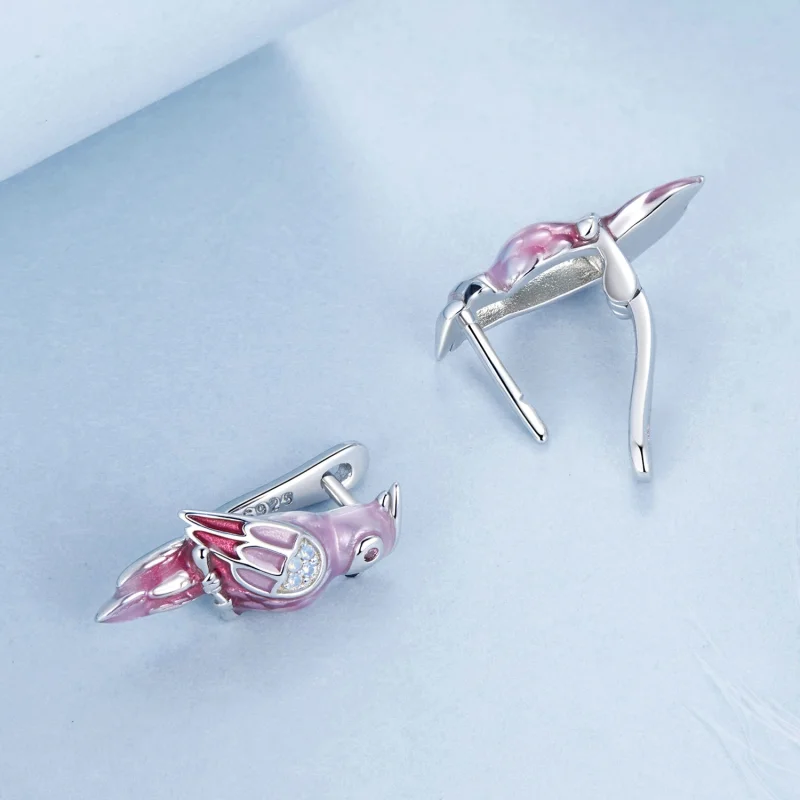 (image for) PANDORA Style Pink Parrot Earrings - BSE1005 - View 4