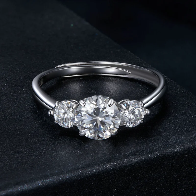 (image for) PANDORA Style Romantic 1ct Moissanite Open Ring (with one certificate) - MSR051- - View 3