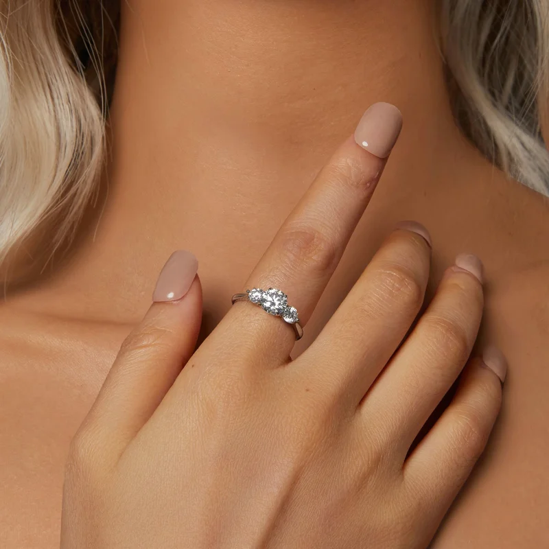 (image for) PANDORA Style Romantic 1ct Moissanite Open Ring (with one certificate) - MSR051- - View 5