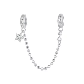PANDORA Style Star and Moon Bead Safety Chain - SCC2840 PANDORA Style Star and Moon Bead Safety Chain - SCC2840