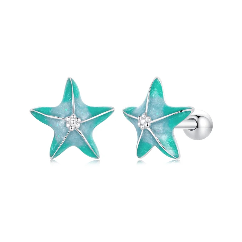 (image for) PANDORA Style Starfish Teal Stud Earrings - SCE1747 - Product Image