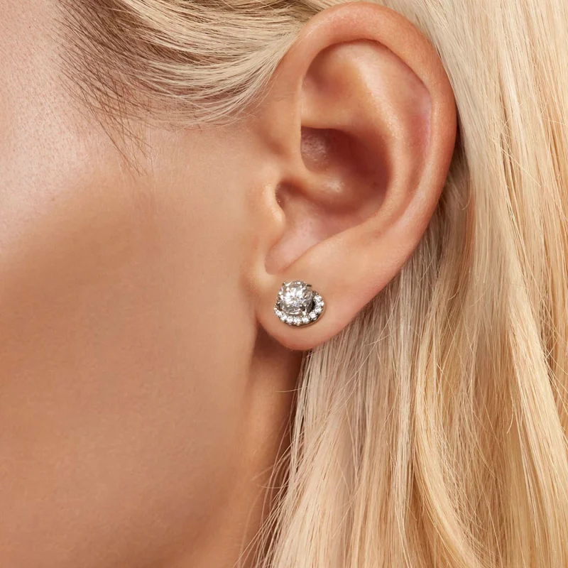 (image for) PANDORA Style Starry Moissanite 0.5ct earrings (two certificates) - MSE054 - View 6