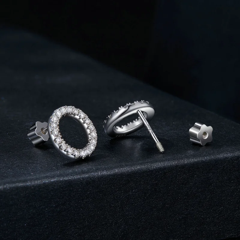 (image for) PANDORA Style Starry Night Moissanite 0.013ct Earrings (Two Certificates) - MSE0 - View 2