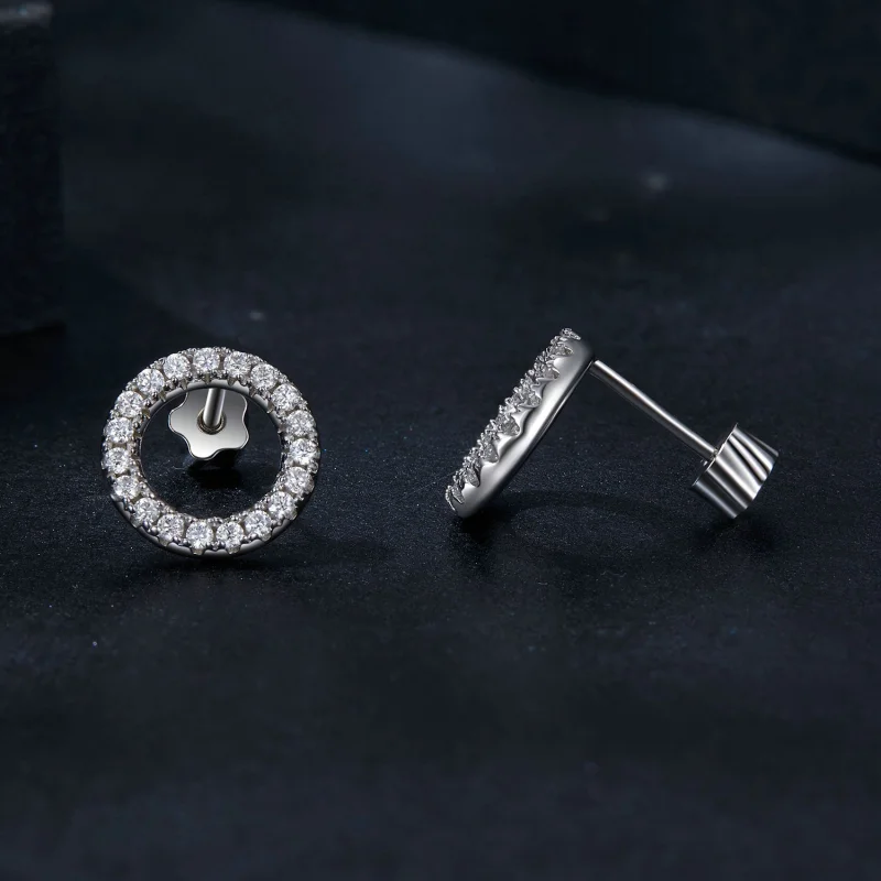 (image for) PANDORA Style Starry Night Moissanite 0.013ct Earrings (Two Certificates) - MSE0 - View 4