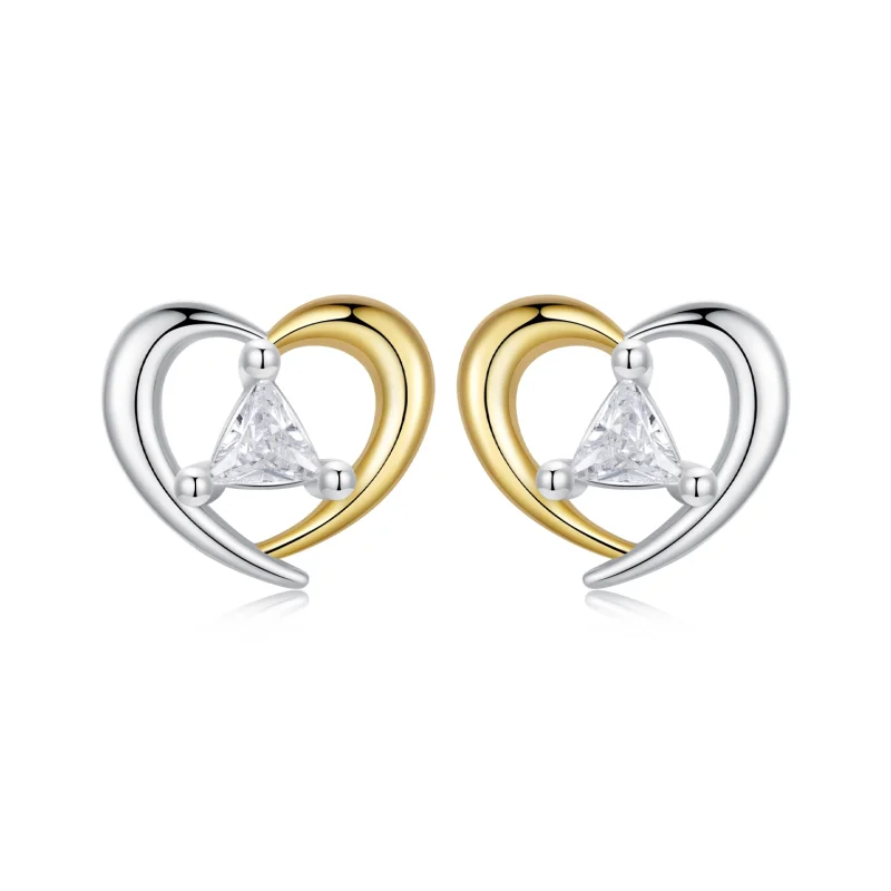 (image for) PANDORA Style Two-tone heart earrings - BSE1027 - Product Image