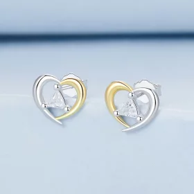 PANDORA Style Two-tone heart earrings - BSE1027 PANDORA Style Two-tone heart earrings - BSE1027