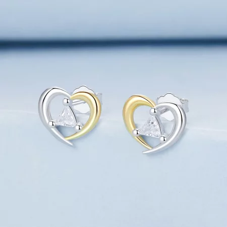 PANDORA Style Two-tone heart earrings - BSE1027