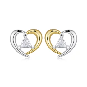 PANDORA Style Two-tone heart earrings - BSE1027