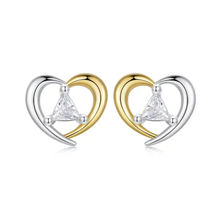 PANDORA Style Two-tone heart earrings - BSE1027 PANDORA Style Two-tone heart earrings - BSE1027